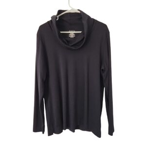L.L. Bean Black Supima Cotton Cowl Neck Top XL